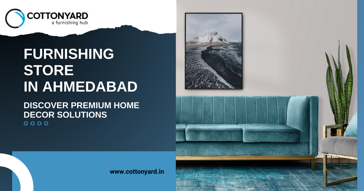 Elegant teal velvet sofa with gold accents, perfect for modern living rooms. Find premium home decor solutions at Cottonyard in Ahmedabad.