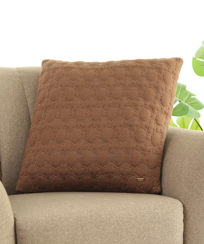 BUBBLY Cotton Knitted Decorative Cushion Cover Chestnut Linen