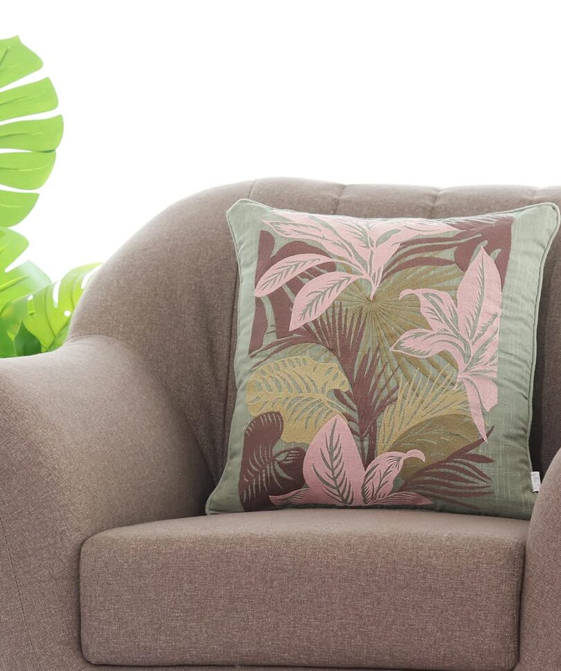 Garland Embroidery Cushion Cover Pistachio Green