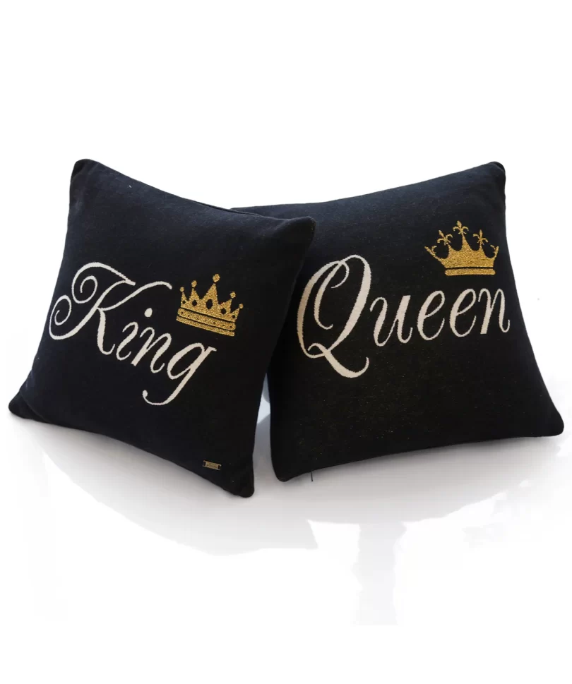 King Queen Cotton Knitted Cushion