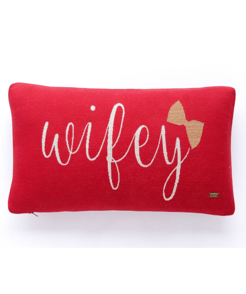 Wifey Cotton Knitted Cushion Cover