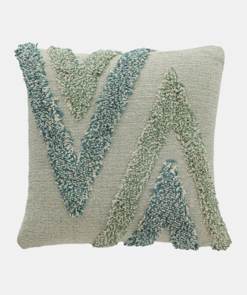 arrowhead cotton knitted decorative cushion cover green natural