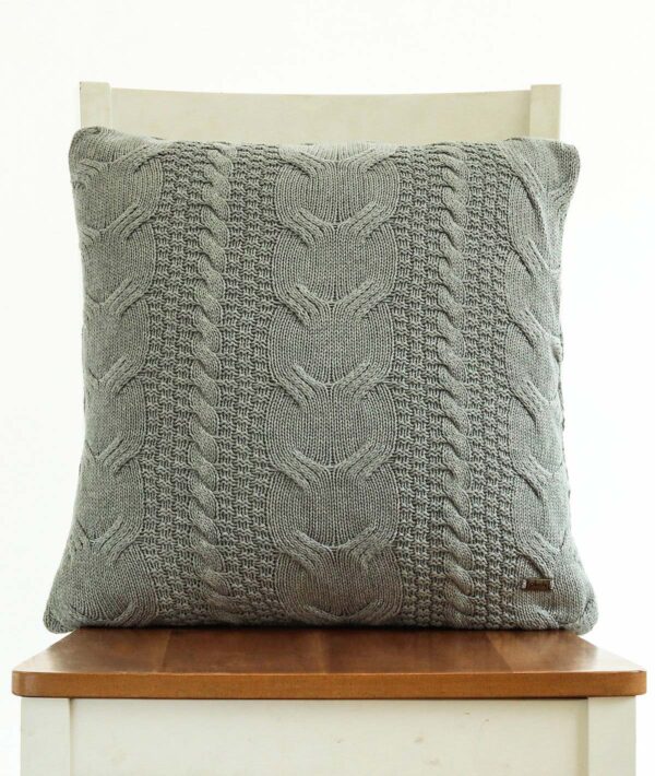 classical-cotton-knitted cushion cover light grey melange color