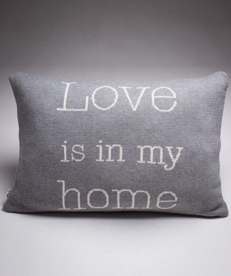 love is in my home light grey melange natural color cotton knitted cushion covers no fill inside