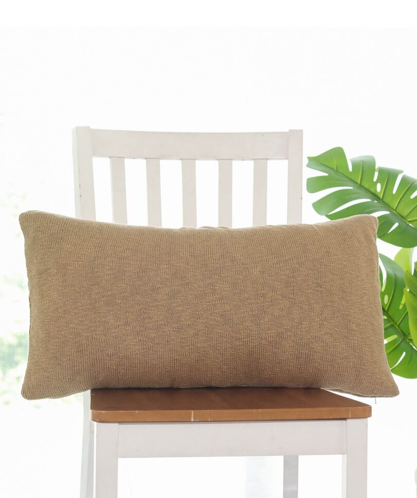 sofie plain knit khaki cotton knitted cushion cover