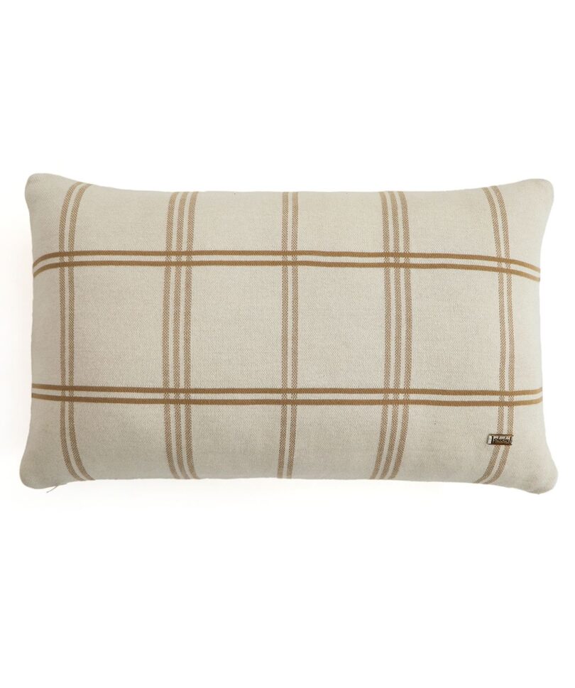 windowpane khaki natural cotton knitted cushion cover